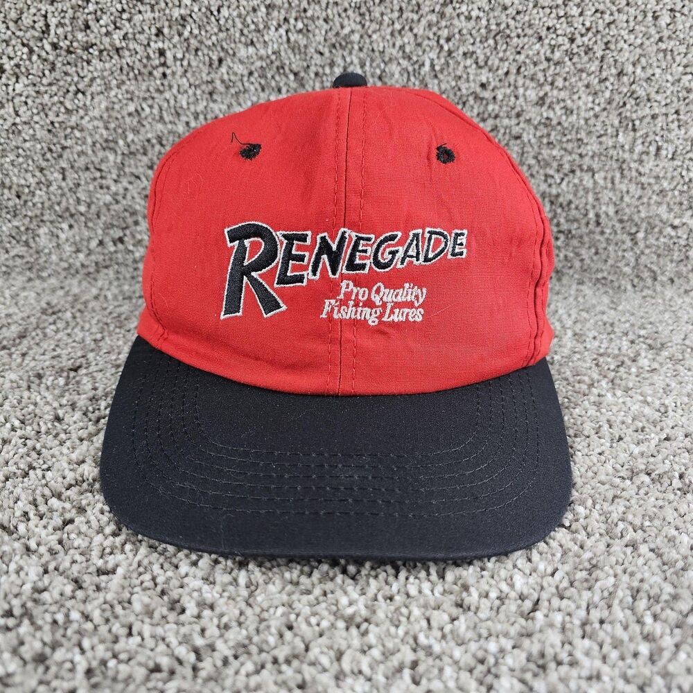 Renegade Hat Cap Snap Back Red Black Fishing Lures Embroidered Mens Made USA